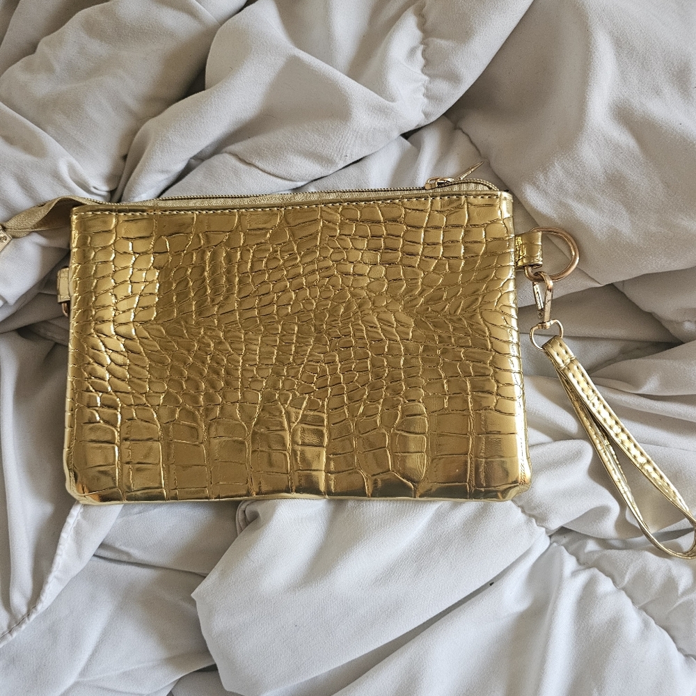 Gold Vegan Leather Crocodile coin purse